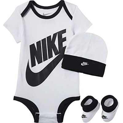 Nike Conjunto de Tres Piezas de Sombrero, Body y botín Calcetines, Ropa Deportiva Blanca, 6-12 Meses (Pack de 6) Unisex bebé Nike Conjunto de Tres Piezas de Sombrero, Body y botín Calcetines, Ropa Deportiva Blanca, 6-12 Meses (Pack de 6) Unisex bebé