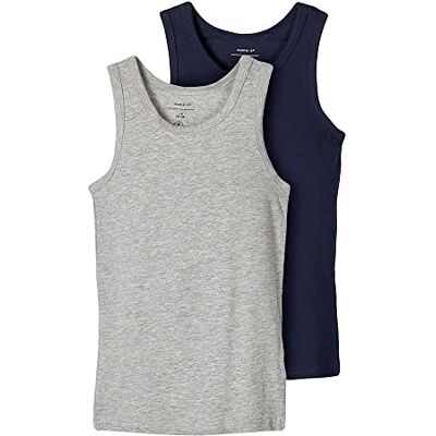 NAME IT Nkmtank Top 2p Noos Pantis Niños, Grey Melange /Pack:w/ Dark Sapphire, 158 NAME IT Nkmtank Top 2p Noos Pantis Niños, Grey Melange /Pack:w/ Dark Sapphire, 158