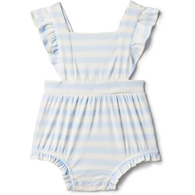 Amazon Essentials x Sofia Grainge Mono sin Mangas de Algodón con Volantes Bebé-Niñas, Azul Pálido Rayas Atrevidas, 18 meses Amazon Essentials x Sofia Grainge Mono sin Mangas de Algodón con Volantes Bebé-Niñas, Azul Pálido Rayas Atrevidas, 18 meses