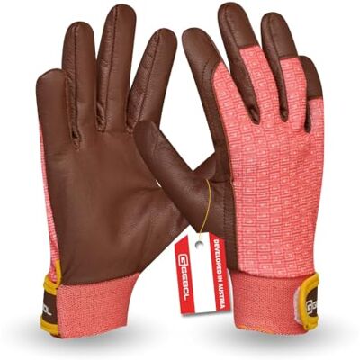 Gebol Campsis 1 par Talla XXXS (Gr 4) Guantes de jardinería para niños de piel auténtica y material reciclado para un agarre seguro para niños de 4 a 7 años rosa y marrón Gebol Campsis 1 par Talla XXXS (Gr 4) Guantes de jardinería para niños de piel auténtica y material reciclado para un agarre seguro para niños de 4 a 7 años rosa y marrón