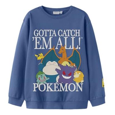 NAME IT Nkmjobi Pokemon Nreg Sweat UNB Box Sky, Azul grisáceo, 134-140 NAME IT Nkmjobi Pokemon Nreg Sweat UNB Box Sky, Azul grisáceo, 134-140