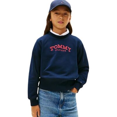 Tommy Hilfiger Sudadera para niña High Rib Hem Crew Neck Kg08989, 14 años, Dark Night Navy, 14 años Tommy Hilfiger Sudadera para niña High Rib Hem Crew Neck Kg08989, 14 años, Dark Night Navy, 14 años
