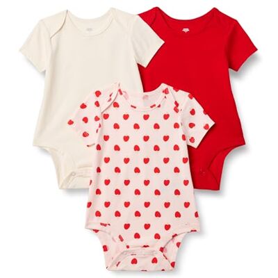 Amazon Essentials x Sofia Grainge Body de Manga Corta con Cuello Redondo Unisex Bebés, Pack de 3, Corazones de Manzana/Marfil/Rojo, 0 meses Amazon Essentials x Sofia Grainge Body de Manga Corta con Cuello Redondo Unisex Bebés, Pack de 3, Corazones de Manzana/Marfil/Rojo, 0 meses