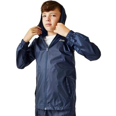 Regatta Chaqueta Jacket III Impermeable y Transpirable Ligera sin Forro con Capucha Jackets Waterproof Shell, Unisex niños, Midnight, 9-10 Regatta Chaqueta Jacket III Impermeable y Transpirable Ligera sin Forro con Capucha Jackets Waterproof Shell, Unisex niños, Midnight, 9-10