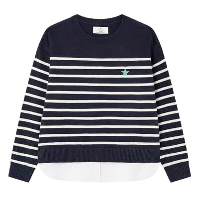 SPRINGFIELD Two-Tone SPFW Knit Sailor Stripes with Red Star Sudadera, Azul, 9-10 Años para Niñas SPRINGFIELD Two-Tone SPFW Knit Sailor Stripes with Red Star Sudadera, Azul, 9-10 Años para Niñas
