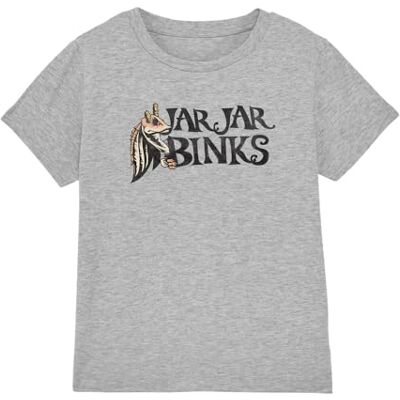 Star Wars Jar Binks Unisex Kids T Shirt Camiseta, Gris, 7-8 años para Niños Star Wars Jar Binks Unisex Kids T Shirt Camiseta, Gris, 7-8 años para Niños