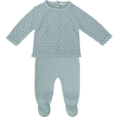BABIDU Conjunto Jersey de Punto Calado y Polaina a Juego, Verde, 3 Meses Unisex bebé BABIDU Conjunto Jersey de Punto Calado y Polaina a Juego, Verde, 3 Meses Unisex bebé