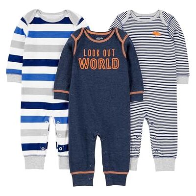 Simple Joys by Carter's Bebé-Niños Mono Not Applicable, Azul (Gray/Multi Stripe/Navy Stripe), (Talla del fabricante: Newborn) Simple Joys by Carter's Bebé-Niños Mono Not Applicable, Azul (Gray/Multi Stripe/Navy Stripe), (Talla del fabricante: Newborn)