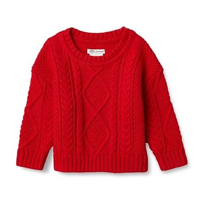 Amazon Essentials x Sofia Grainge Jersey con Cuello Redondo Trenzado Niño, Rojo, 2 años Amazon Essentials x Sofia Grainge Jersey con Cuello Redondo Trenzado Niño, Rojo, 2 años