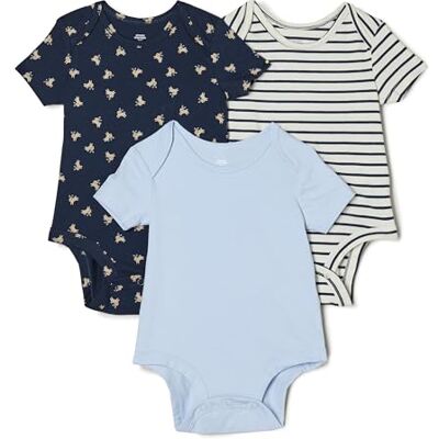 Amazon Essentials x Sofia Grainge Body de Manga Corta con Cuello Redondo Unisex Bebés, Pack de 3, Azul Claro/Conejitos/Rayas, 3-6 meses Amazon Essentials x Sofia Grainge Body de Manga Corta con Cuello Redondo Unisex Bebés, Pack de 3, Azul Claro/Conejitos/Rayas, 3-6 meses