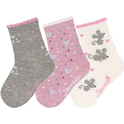 Sterntaler Söckchen 3er-Pack Katze, Calcetines Niñas, Hellgrau mel., 30 Sterntaler Söckchen 3er-Pack Katze, Calcetines Niñas, Hellgrau mel., 30
