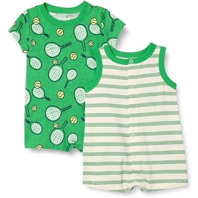 Amazon Essentials Conjunto de Peleles sin Mangas y de Manga Corta Unisex Bebés, Pack de 2, Deportista/Rayas, 0-3 meses Amazon Essentials Conjunto de Peleles sin Mangas y de Manga Corta Unisex Bebés, Pack de 2, Deportista/Rayas, 0-3 meses