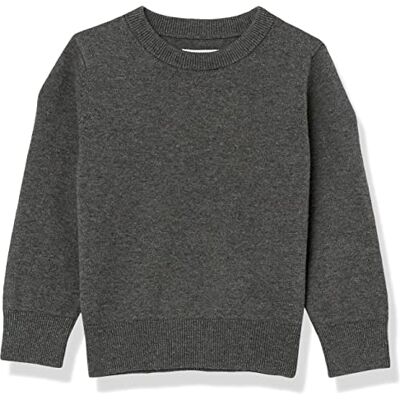 Amazon Essentials Jersey de Uniforme de Algodón con Cuello Redondo Niño, Carbón Mezcla, 2 años Amazon Essentials Jersey de Uniforme de Algodón con Cuello Redondo Niño, Carbón Mezcla, 2 años