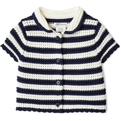 Amazon Essentials x Sofia Grainge Jersey de Algodón de Manga Corta con Botones en la Parte Delantera y Cuello Babero Bebé-Niñas, Polo A Rayas Azul Marino Marfil, 0-3 meses Amazon Essentials x Sofia Grainge Jersey de Algodón de Manga Corta con Botones en la Parte Delantera y Cuello Babero Bebé-Niñas, Polo A Rayas Azul Marino Marfil, 0-3 meses