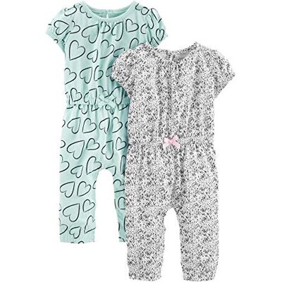 Simple Joys by Carter's Monos para bebés, paquete de 2 ,Blue Hearts/Gray ,18 Months Simple Joys by Carter's Monos para bebés, paquete de 2 ,Blue Hearts/Gray ,18 Months
