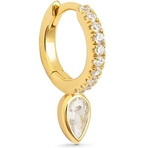 SINGULARU Pendiente Suelto Aro Cleo Gota. Latón con acabado de Baño en Oro de 8 Kt y con Motivo y Circonitas. Joyas para Mujer SINGULARU Pendiente Suelto Aro Cleo Gota. Latón con acabado de Baño en Oro de 8 Kt y con Motivo y Circonitas. Joyas para Mujer