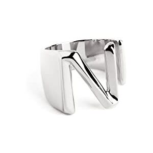 SINGULARU Anillo Personalizado Letter Signet. Macizo Ajustable. Latón con Acabado Baño de Oro de 18 Kt. Talla Unica. Joyas para Mujer. Letra N SINGULARU Anillo Personalizado Letter Signet. Macizo Ajustable. Latón con Acabado Baño de Oro de 18 Kt. Talla Unica. Joyas para Mujer. Letra N