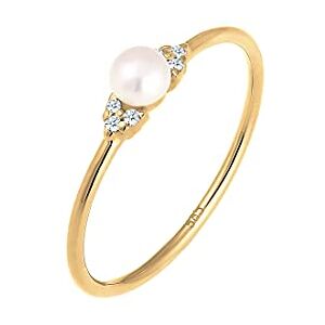 Elli DIAMONDS Anillo Mujeres de Compromiso con Perlas y Diamantes (0,03 ct.) en Oro Amarillo 585 Elli DIAMONDS Anillo Mujeres de Compromiso con Perlas y Diamantes (0,03 ct.) en Oro Amarillo 585