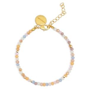 SINGULARU Pulsera Daphne. Acero con Acabado en Baño Oro de 8Kt. Detalles en Bolitas de Cristales de Colores. Largo de 6 cm + 3 cm. Joyas para Mujer SINGULARU Pulsera Daphne. Acero con Acabado en Baño Oro de 8Kt. Detalles en Bolitas de Cristales de Colores. Largo de 6 cm + 3 cm. Joyas para Mujer