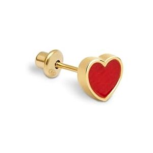 SINGULARU Pendiente Suelto Heart Red Enamel. Motivo Corazón en Plata de Ley 925 con Acabado Baño de Oro de 8 Kt. Cierre de Rosca. Joyas para Mujer SINGULARU Pendiente Suelto Heart Red Enamel. Motivo Corazón en Plata de Ley 925 con Acabado Baño de Oro de 8 Kt. Cierre de Rosca. Joyas para Mujer