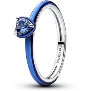 PANDORA Anillo de plata para mujer con corazón chakra azul 193088C03, 52/16,6, Plata esterlina, Cristal PANDORA Anillo de plata para mujer con corazón chakra azul 193088C03, 52/16,6, Plata esterlina, Cristal