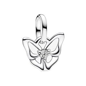 PANDORA ME Mini colgante de mariposa de plata de ley con circonitas, compatible con pulseras ME y Moments, 2,7x8,7x10 mm, Plata de ley, Circonita cúbica PANDORA ME Mini colgante de mariposa de plata de ley con circonitas, compatible con pulseras ME y Moments, 2,7x8,7x10 mm, Plata de ley, Circonita cúbica