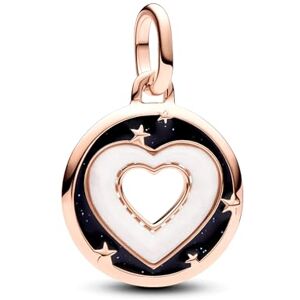 PANDORA ME Medallón con diseño de corazón chapado en oro rosa de 14 quilates con nácar artificial de biorresina blanca y esmalte negro brillante PANDORA ME Medallón con diseño de corazón chapado en oro rosa de 14 quilates con nácar artificial de biorresina blanca y esmalte negro brillante
