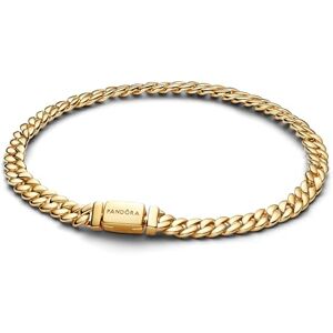 PANDORA Timeless Pulsera de cadena de aleación chapada en oro de 14 quilates, tamaño: 18 cm PANDORA Timeless Pulsera de cadena de aleación chapada en oro de 14 quilates, tamaño: 18 cm