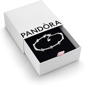 PANDORA Passions Pulsera con diseño de estrellas celestiales de plata de ley con circonitas cúbicas transparentes, 18 PANDORA Passions Pulsera con diseño de estrellas celestiales de plata de ley con circonitas cúbicas transparentes, 18