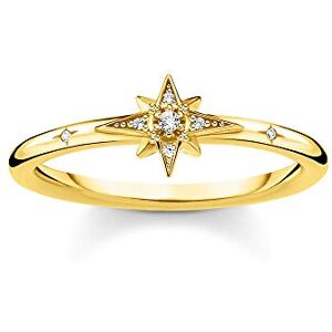 Thomas Sabo Anillo estrella con piedras plata chapada en oro Thomas Sabo Anillo estrella con piedras plata chapada en oro
