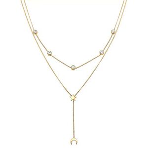 Elli Collares Collar para Mujer Moderno con Media Luna y Estrella A Capas con Cristales en Plata de Ley 925 Elli Collares Collar para Mujer Moderno con Media Luna y Estrella A Capas con Cristales en Plata de Ley 925