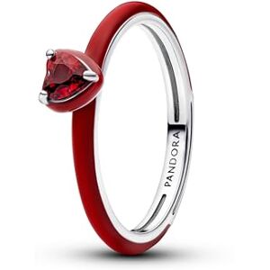 PANDORA Anillo de plata para mujer con chakra rojo corazón 193088C05, 58/18,5, Plata esterlina, Cristal PANDORA Anillo de plata para mujer con chakra rojo corazón 193088C05, 58/18,5, Plata esterlina, Cristal