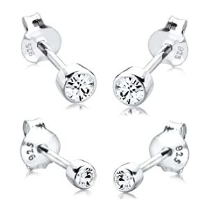 Elli Pendientes conjunto Básico de Mujeres con Cristales en Plata de Ley 925 Elli Pendientes conjunto Básico de Mujeres con Cristales en Plata de Ley 925