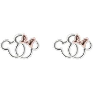 Disney Pendientes chapados en plata con diseño de silueta de Mickey y Minnie Mouse, talla única, Chapado en plata, No es una piedra preciosa Disney Pendientes chapados en plata con diseño de silueta de Mickey y Minnie Mouse, talla única, Chapado en plata, No es una piedra preciosa