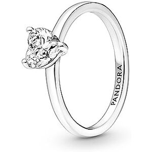 PANDORA Timeless Anillo solitario con diseño de corazón centelleante de plata de ley con circonitas cúbicas transparentes, talla 52 PANDORA Timeless Anillo solitario con diseño de corazón centelleante de plata de ley con circonitas cúbicas transparentes, talla 52
