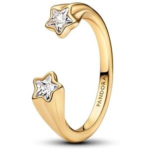 PANDORA Anillo para mujer con estrellas fugaces, color dorado 163582C01, 52/16,6, Plata de ley, Zirconia cúbica PANDORA Anillo para mujer con estrellas fugaces, color dorado 163582C01, 52/16,6, Plata de ley, Zirconia cúbica