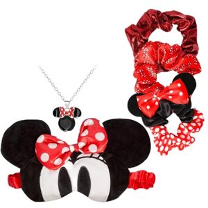 Disney Minnie Mouse Máscara para dormir, juego de coletero, collar y aretes Disney Minnie Mouse Máscara para dormir, juego de coletero, collar y aretes