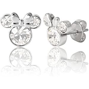 Disney Jewelry Pendientes de tuerca con piedra natal de Minnie Mouse para mujer, Latón, cristal Disney Jewelry Pendientes de tuerca con piedra natal de Minnie Mouse para mujer, Latón, cristal