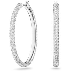 Swarovski Pendientes de aro Stone, Pavé, Grandes, Blancos, Baño de rodio Swarovski Pendientes de aro Stone, Pavé, Grandes, Blancos, Baño de rodio