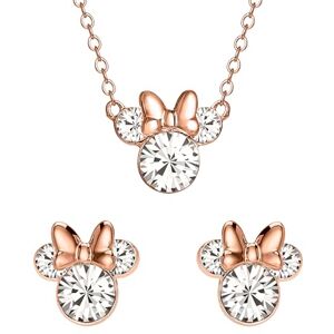 Disney Minnie Juego de pendientes y colgante de cristal chapado en oro pálido para mujer, talla única, Chapado en oro, No es una piedra preciosa Disney Minnie Juego de pendientes y colgante de cristal chapado en oro pálido para mujer, talla única, Chapado en oro, No es una piedra preciosa