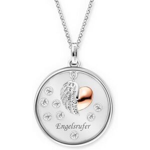 Engelsrufer Cadena con lente de cristal y alas de corazón bicolor para mujer, de plata de ley 925, circonitas, cierre de mosquetón, longitud: 42 + 4 cm, 50 cm, Plata esterlina, Circonia cúbica Engelsrufer Cadena con lente de cristal y alas de corazón bicolor para mujer, de plata de ley 925, circonitas, cierre de mosquetón, longitud: 42 + 4 cm, 50 cm, Plata esterlina, Circonia cúbica