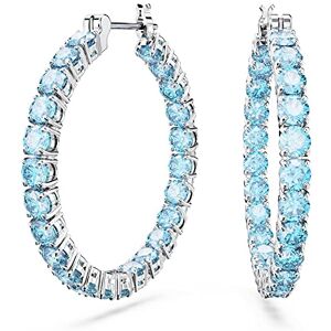 Swarovski Pendientes de Aro Matrix para Mujer, con Baño de Rodio, Piedras Azules, Colección Matrix de Swarovski Pendientes de Aro Matrix para Mujer, con Baño de Rodio, Piedras Azules, Colección Matrix de