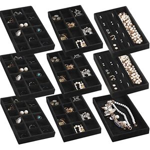 Frebeauty Bandeja organizadora de joyas bandejas de joyería de terciopelo apilables organizador de aretes para mujeres estuche de exhibición de almacenamiento de joyas para anillos juego de 9 (negro) Frebeauty Bandeja organizadora de joyas bandejas de joyería de terciopelo apilables organizador de aretes para mujeres estuche de exhibición de almacenamiento de joyas para anillos juego de 9 (negro)
