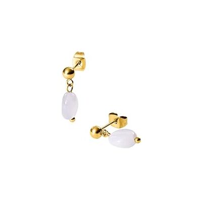 Purelei ® Island Dawn Pendientes de tuerca con ágata azul, acero inoxidable chapado en oro de 18 quilates, estilo minimalista, 16 mm, piedra natural delicada para mayor claridad y ligereza Purelei ® Island Dawn Pendientes de tuerca con ágata azul, acero inoxidable chapado en oro de 18 quilates, estilo minimalista, 16 mm, piedra natural delicada para mayor claridad y ligereza