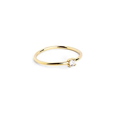 SINGULARU Anillo Single Spark. Plata de Ley 925 con Acabado Baño de Oro de 18 Kt. Estilo Solitario. Joyas para Mujer. Talla 14 SINGULARU Anillo Single Spark. Plata de Ley 925 con Acabado Baño de Oro de 18 Kt. Estilo Solitario. Joyas para Mujer. Talla 14
