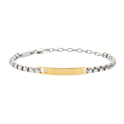 BREIL Pulsera TAG AND CROSS de acero para hombre, Eine Grösse, Acero inoxidable, Circonita cúbica BREIL Pulsera TAG AND CROSS de acero para hombre, Eine Grösse, Acero inoxidable, Circonita cúbica