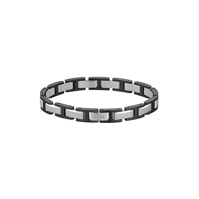 Boss Brazalete de eslabones para hombre Jewelry en acero inoxidable y acero chapado en negro, Boss Brazalete de eslabones para hombre Jewelry en acero inoxidable y acero chapado en negro,