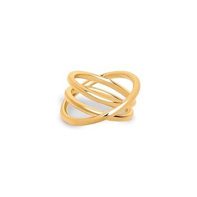 SINGULARU Anillo Trinity. Latón Macizo con Acabado Baño en Oro de 18 Kt. Joyas para Mujer. Talla 18 SINGULARU Anillo Trinity. Latón Macizo con Acabado Baño en Oro de 18 Kt. Joyas para Mujer. Talla 18