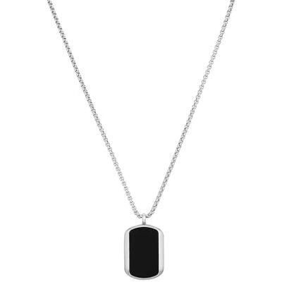 s.Oliver 2035537 Cadena con colgante de acero inoxidable para hombre, con ágata, 55 + 5 cm, color plateado, viene en caja de regalo s.Oliver 2035537 Cadena con colgante de acero inoxidable para hombre, con ágata, 55 + 5 cm, color plateado, viene en caja de regalo