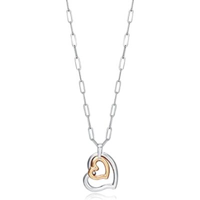 Viceroy Collar de acero inoxidable 55 cm, corazones plateados e ip rosado, unisex para mujer Viceroy Collar de acero inoxidable 55 cm, corazones plateados e ip rosado, unisex para mujer